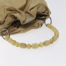 Christian Dior Maris Pearl Shoulder Bag Nylon Beige Silver Auth BA3544-7