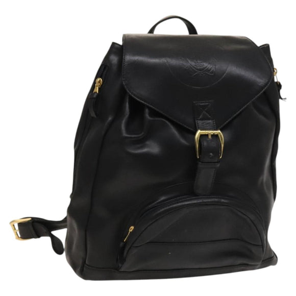 Gianni Versace Backpack Leather Black Gold Auth BA3548
