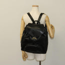 Gianni Versace Backpack Leather Black Gold Auth BA3548-24