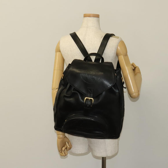 Gianni Versace Backpack Leather Black Gold Auth BA3548