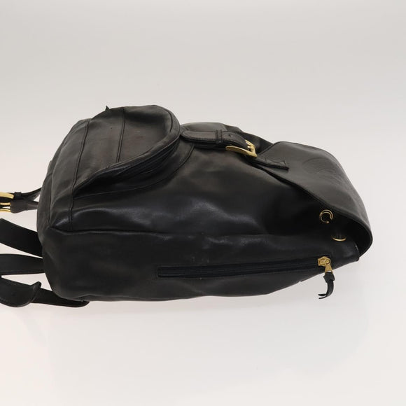 Gianni Versace Backpack Leather Black Gold Auth BA3548