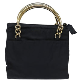 PRADA Hand Bag Nylon Navy Gold Auth BA355 - 0