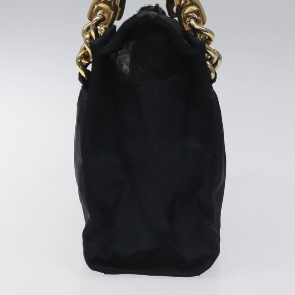 PRADA Hand Bag Nylon Navy Gold Auth BA355