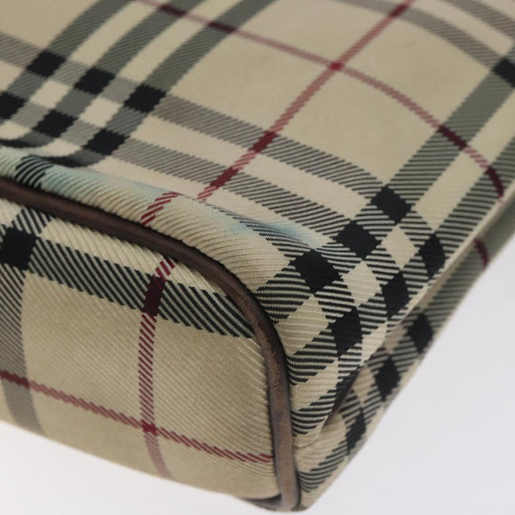 BURBERRY Nova Check Hand Bag Canvas Beige Auth BA3554