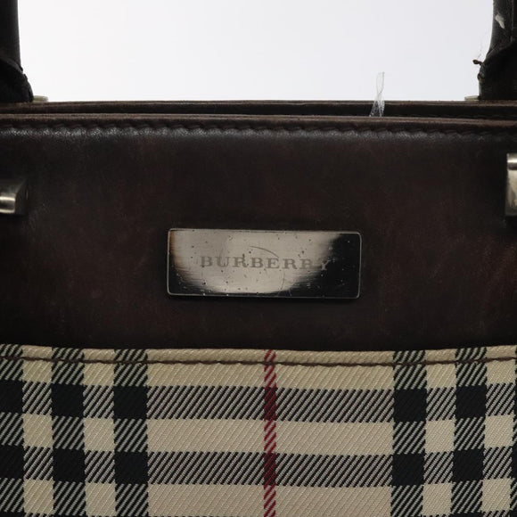 BURBERRY Nova Check Hand Bag Canvas Beige Auth BA3554