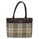 BURBERRY Nova Check Hand Bag Canvas Beige Auth BA3554-13