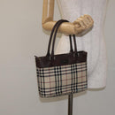 BURBERRY Nova Check Hand Bag Canvas Beige Auth BA3554-21