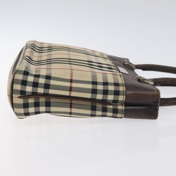 BURBERRY Nova Check Hand Bag Canvas Beige Auth BA3554