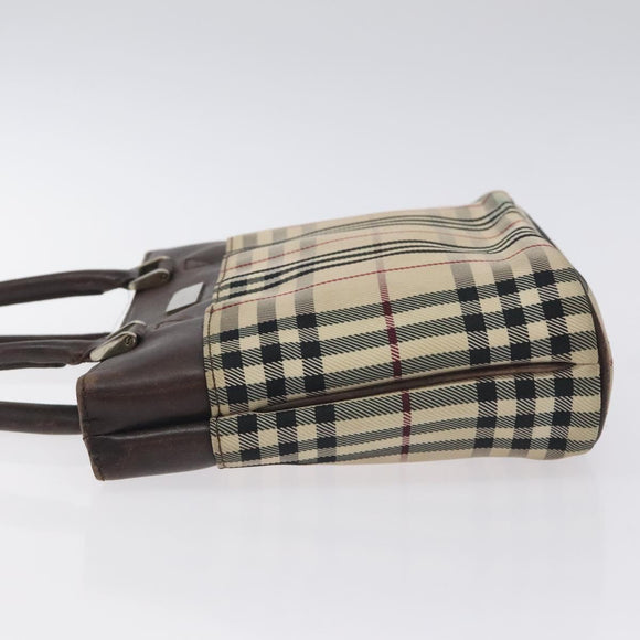 BURBERRY Nova Check Hand Bag Canvas Beige Auth BA3554