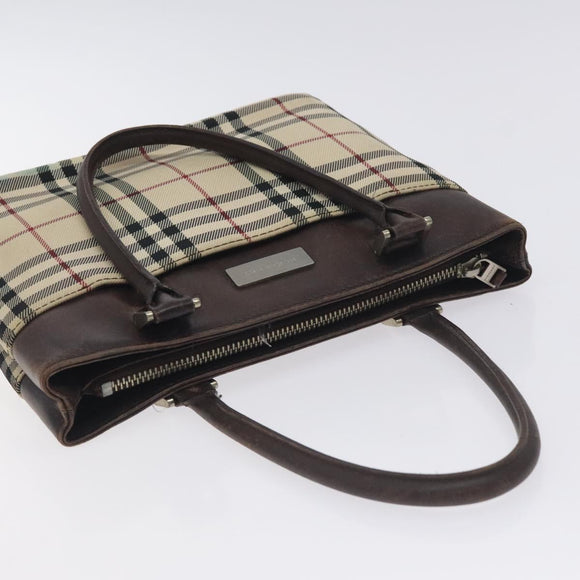 BURBERRY Nova Check Hand Bag Canvas Beige Auth BA3554