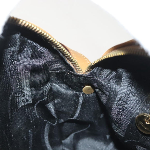 Salvatore Ferragamo Shoulder Bag Suede Brown Gold Auth BA3556