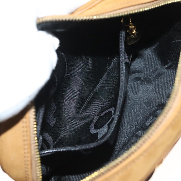 Salvatore Ferragamo Shoulder Bag Suede Brown Gold Auth BA3556