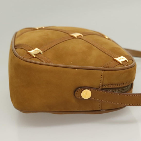 Salvatore Ferragamo Shoulder Bag Suede Brown Gold Auth BA3556