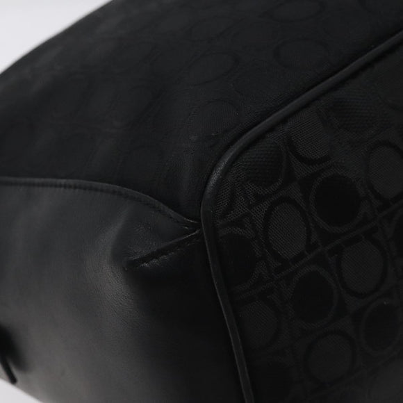 Salvatore Ferragamo Shoulder Bag Canvas Black Gold Auth BA3569