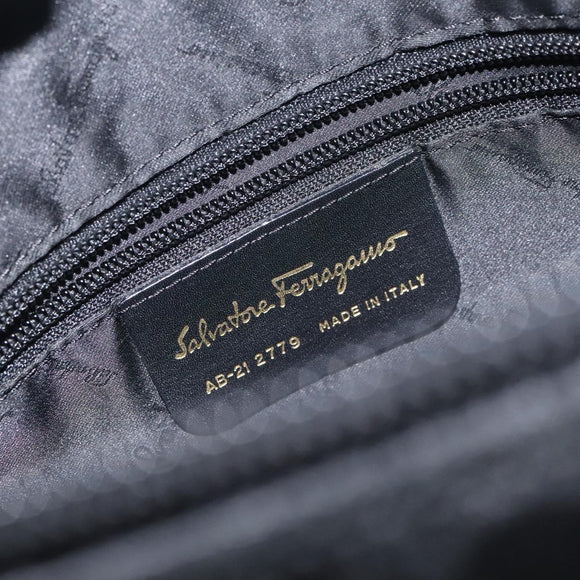 Salvatore Ferragamo Shoulder Bag Canvas Black Gold Auth BA3569