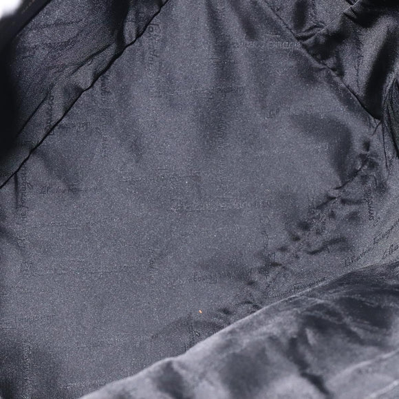 Salvatore Ferragamo Shoulder Bag Canvas Black Gold Auth BA3569