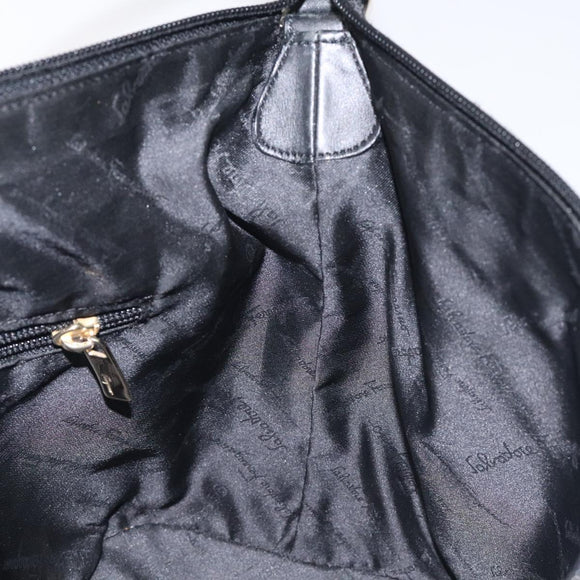 Salvatore Ferragamo Shoulder Bag Canvas Black Gold Auth BA3569