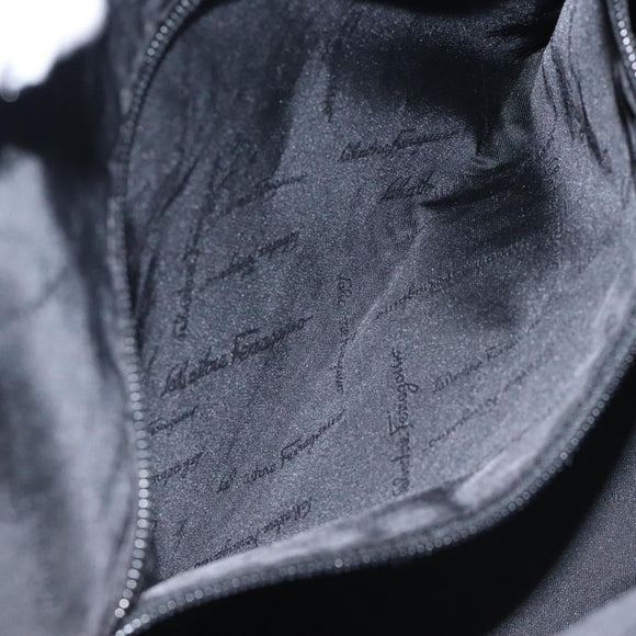 Salvatore Ferragamo Shoulder Bag Canvas Black Gold Auth BA3569