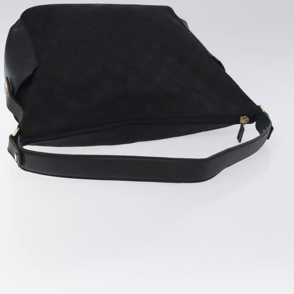 Salvatore Ferragamo Shoulder Bag Canvas Black Gold Auth BA3569