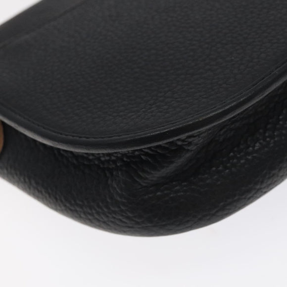 Christian Dior Shoulder Bag Leather Black Gold Auth BA3573