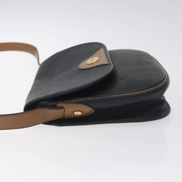 Christian Dior Shoulder Bag Leather Black Gold Auth BA3573