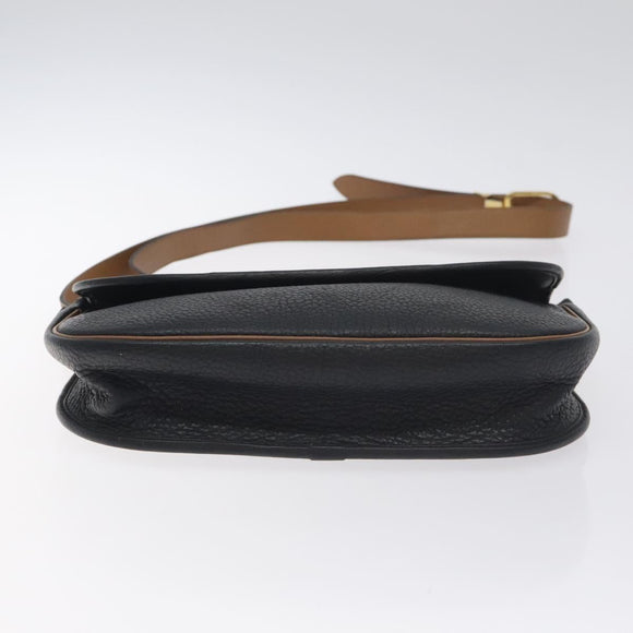 Christian Dior Shoulder Bag Leather Black Gold Auth BA3573