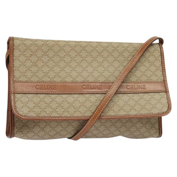 CELINE Macadam Canvas Shoulder Bag Beige Auth BA3577