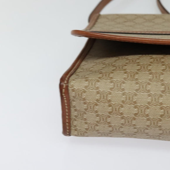 CELINE Macadam Canvas Shoulder Bag Beige Auth BA3577