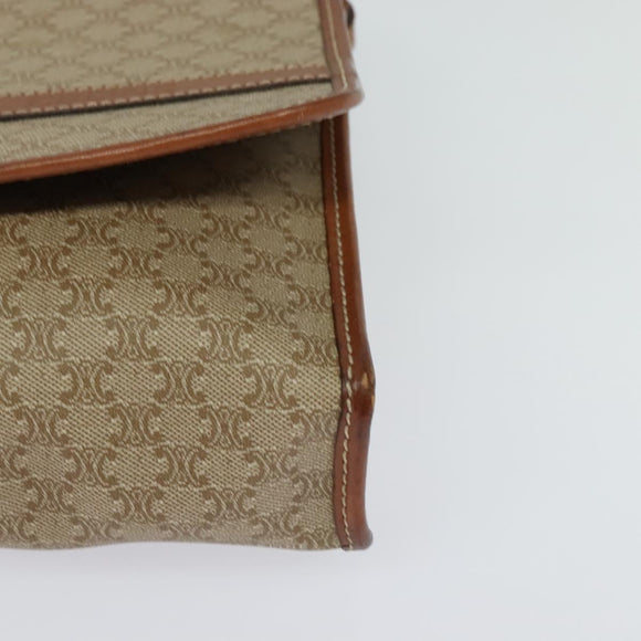 CELINE Macadam Canvas Shoulder Bag Beige Auth BA3577