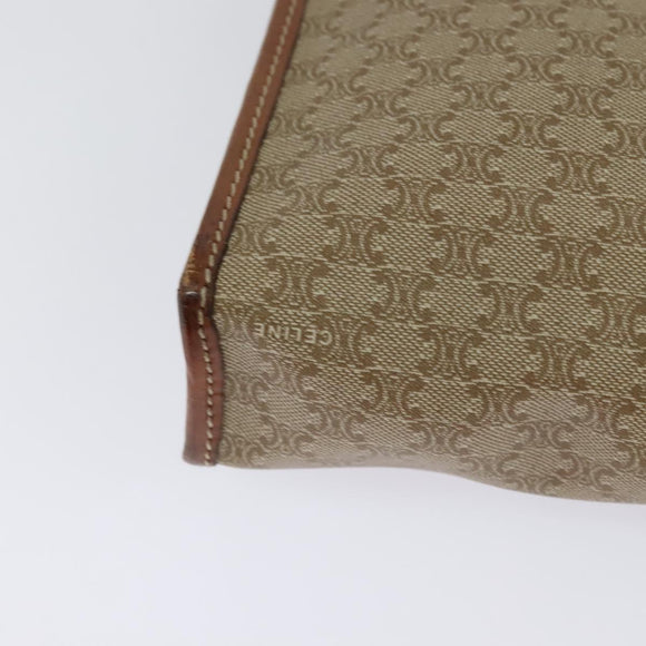CELINE Macadam Canvas Shoulder Bag Beige Auth BA3577
