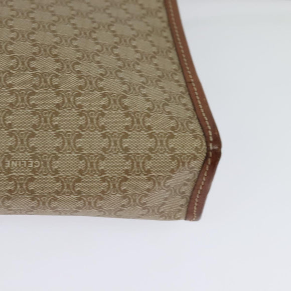 CELINE Macadam Canvas Shoulder Bag Beige Auth BA3577