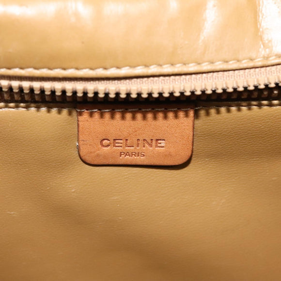 CELINE Macadam Canvas Shoulder Bag Beige Auth BA3577