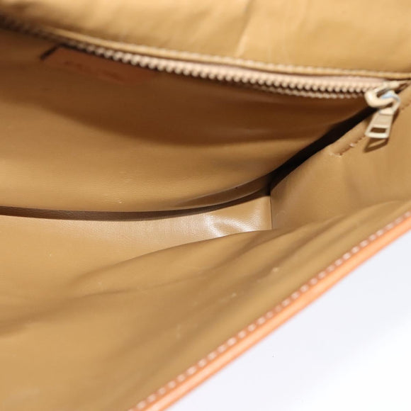 CELINE Macadam Canvas Shoulder Bag Beige Auth BA3577