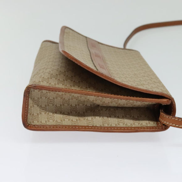 CELINE Macadam Canvas Shoulder Bag Beige Auth BA3577