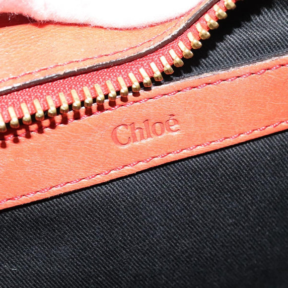 Chloe Etel Handtas Leer 2-weg Oranje Goud Auth BA3578