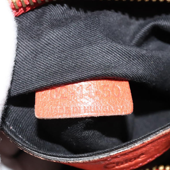 Chloe Etel Handtas Leer 2-weg Oranje Goud Auth BA3578