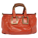 Chloe Etel Handtas Leer 2-weg Oranje Goud Auth BA3578-13