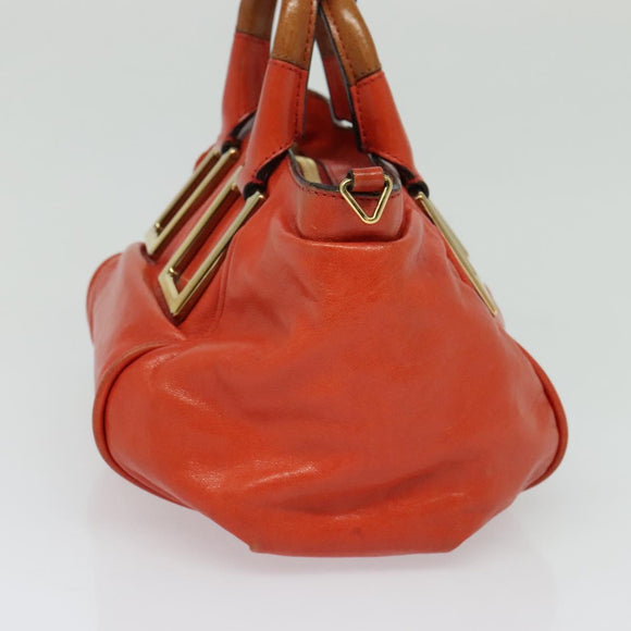 Chloe Etel Handtas Leer 2-weg Oranje Goud Auth BA3578