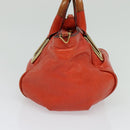 Chloe Etel Hand Bag Leather 2way Orange Gold Auth BA3578-4