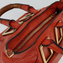 Chloe Etel Hand Bag Leather 2way Orange Gold Auth BA3578-6