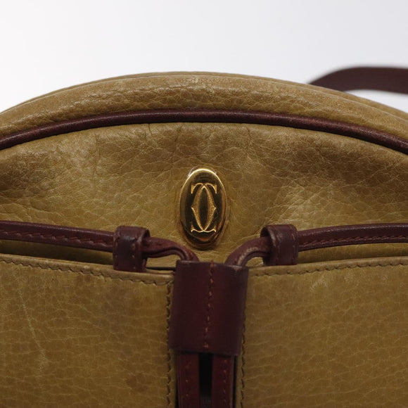 CARTIER Must Line Shoulder Bag Leather Brown Gold Auth BA3580