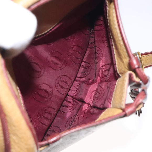 CARTIER Must Line Shoulder Bag Leather Brown Gold Auth BA3580