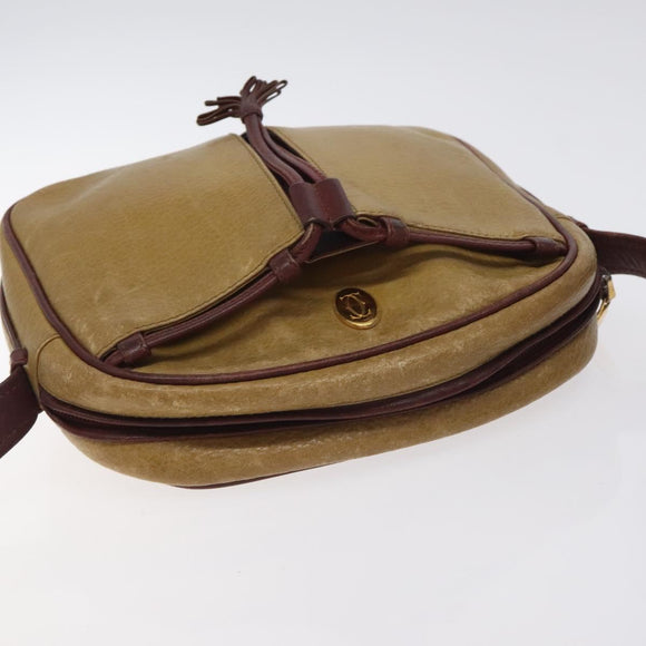 CARTIER Must Line Shoulder Bag Leather Brown Gold Auth BA3580