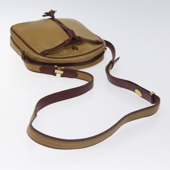 CARTIER Must Line Shoulder Bag Leather Brown Gold Auth BA3580