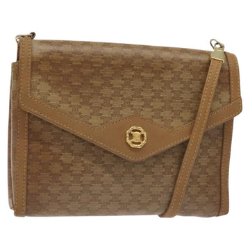 CELINE Macadam Canvas Shoulder Bag Brown Gold Auth BA3592