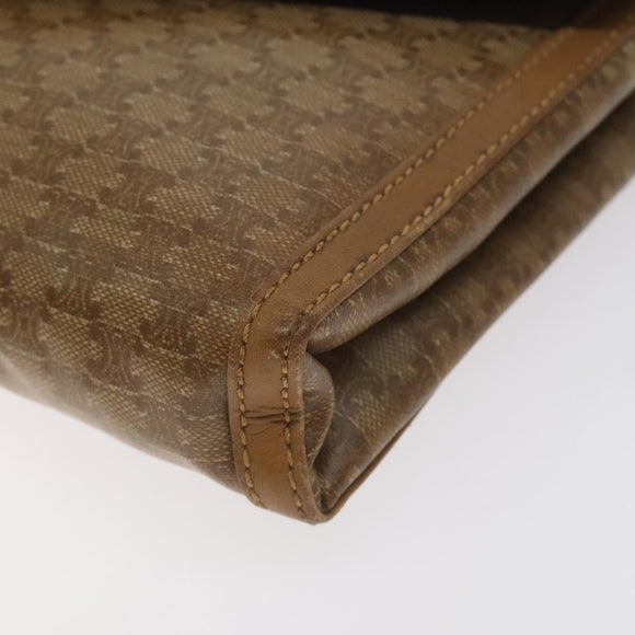 CELINE Macadam Canvas Shoulder Bag Brown Gold Auth BA3592