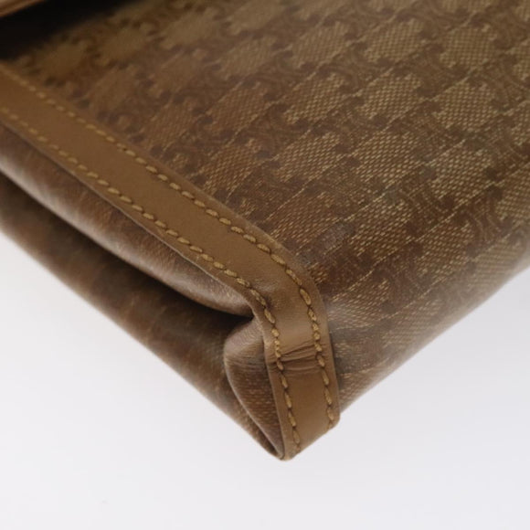 CELINE Macadam Canvas Shoulder Bag Brown Gold Auth BA3592