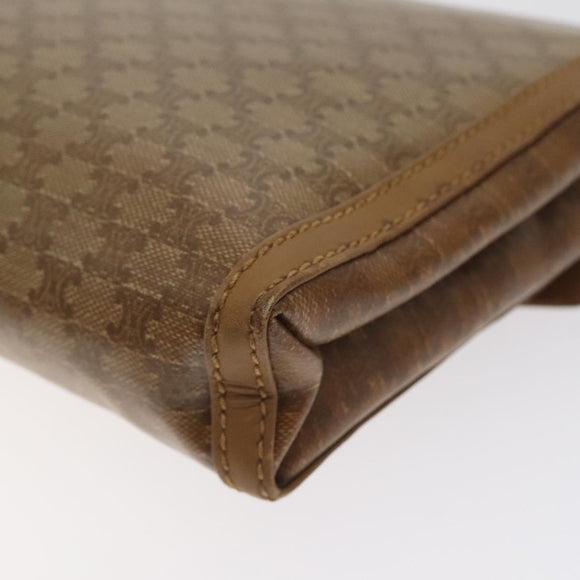 CELINE Macadam Canvas Shoulder Bag Brown Gold Auth BA3592