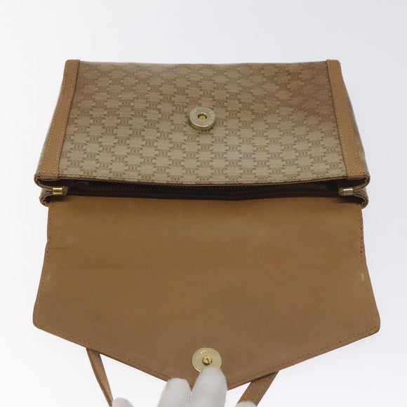 CELINE Macadam Canvas Shoulder Bag Brown Gold Auth BA3592