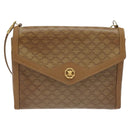 CELINE Macadam Canvas Shoulder Bag Brown Gold Auth BA3592-13